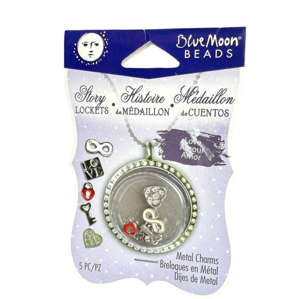 NWT Blue Moon Beads Floating Locket Story Jewelry Charms Necklace Princess